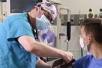 Nurse in the Emergency Department taking a patient's blood pressure